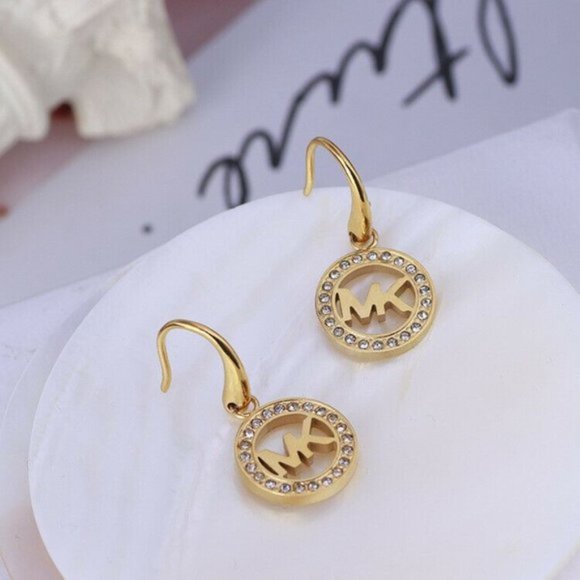 NEW Michael Kors Fulton MK Gold Earrings - Picture 15 of 15